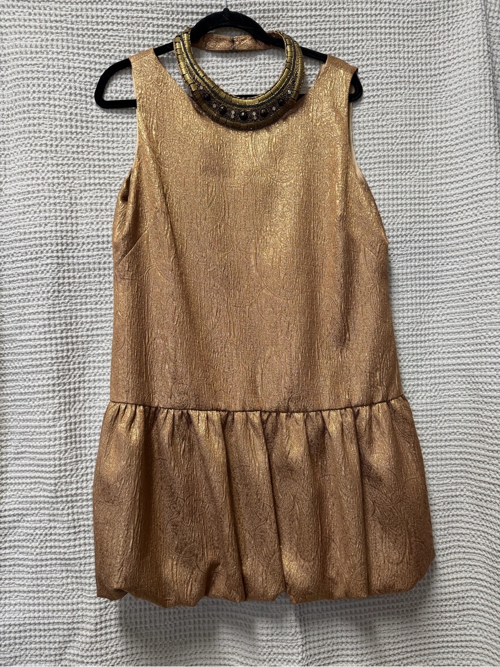 NWT Anthropologie x Cynthia Vincent Gold Sleeveless Drop Waist Mini Party Dress